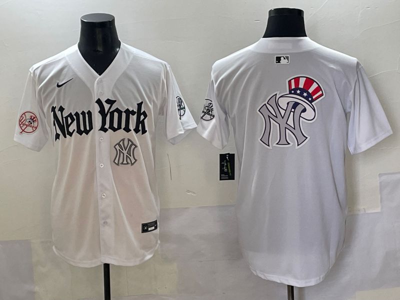 Men 2025 New York Yankees Blank White Five generations Joint Name Nike MLB Jersey style 80